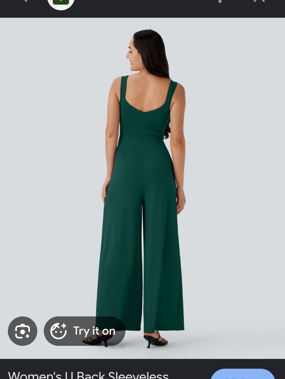 HALARA Sleeveless Wide-Leg Jumpsuit in Teal Green - Picture 3 of 7